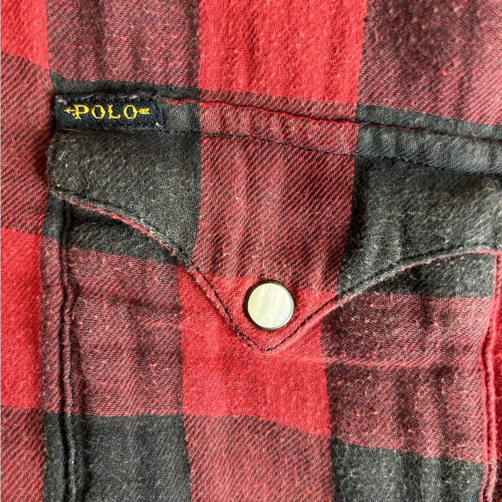 Polo Country Ralph Lauren Vintage 90’s Buffalo Plaid Flannel Shirt Size Medium - Picture 7 of 10